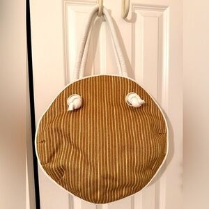 BODHI beautiful Round brown textured Leather bag purse new brown white